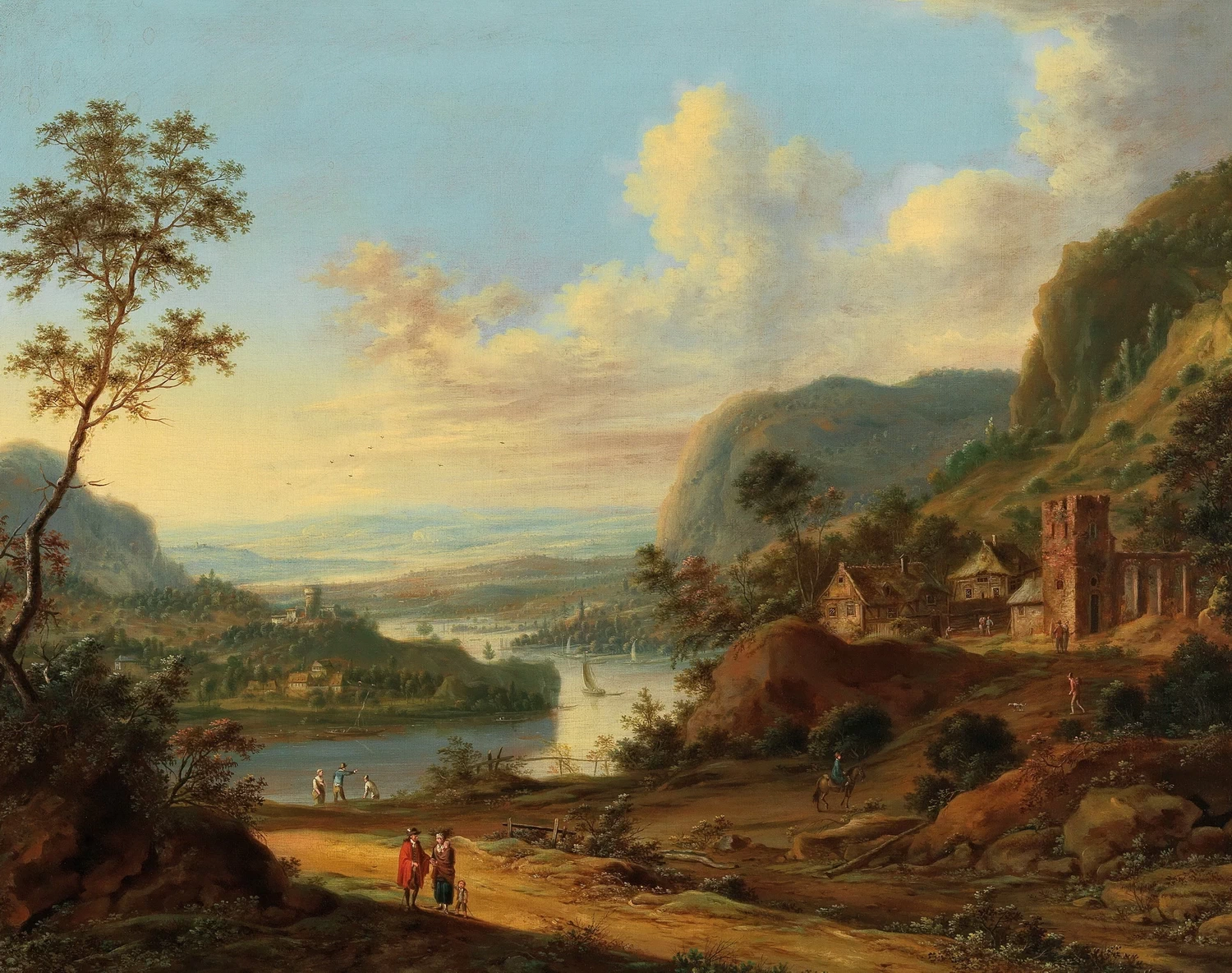 Paesaggio con fiume e figure